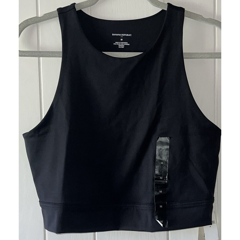 Banana Republic Black Crop Top Size Medium Active Style Tank Racerback